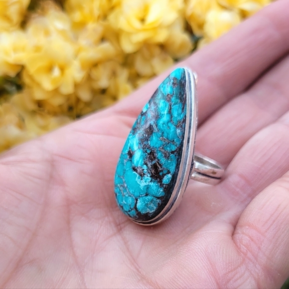 🩵Genuine Turquoise Gemstone Sterling Silver Ring - Picture 2 of 4